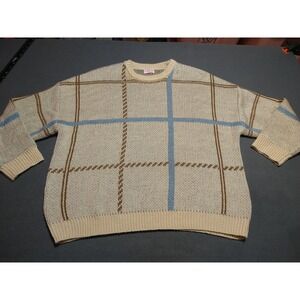 Pink Lily Pullover Sweater Ladies S Beige Long Sleeve Over Sized Stretch Classic